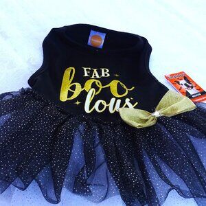 Fancy Black FAB boo lous Black and Gold Medium Size Dog Dress